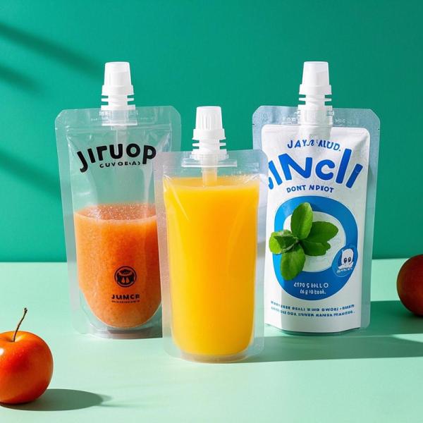 Custom Liquid Juice Packaging Stand Up Spout Pouches Doypack Bags