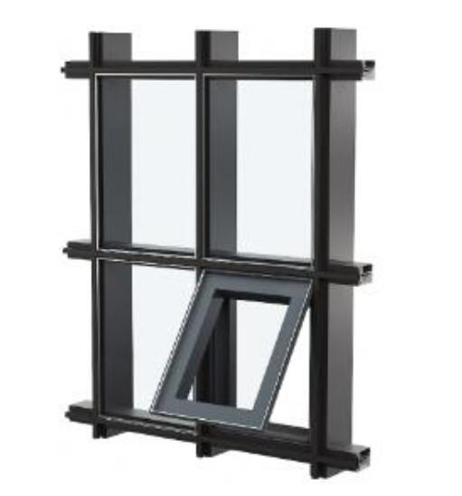 Double Tempered Aluminium Glass Curtain Wall Anodizing Black Frame