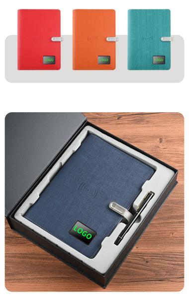 Caderno esperto do banco Moistureproof do poder, bloco de notas de couro com carregador sem fio