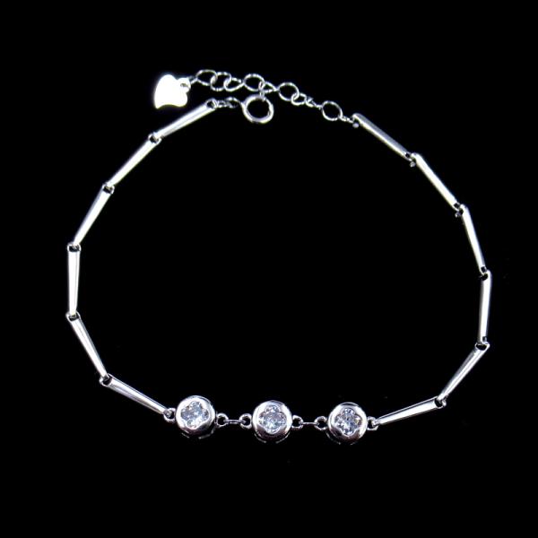 Antique Design CZ Cubic Zirconia Bracelet / Vintage 925 Silver Bracelet