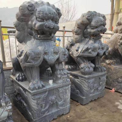 das estátuas chinesas de Lion Statues Grey Chinese Animal da pedra de 12cm decoração exterior da porta
