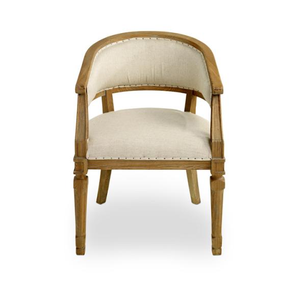 Corner solid oak wooden wedding chair with linen fabric for events and party rentals