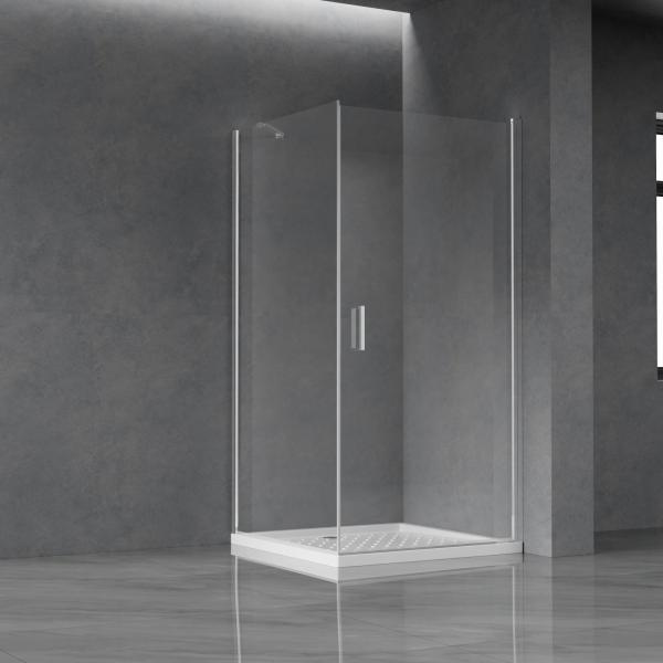Black Aluminum Rectangular Shower Enclosure featuring Sliding Door and Tempered Glass