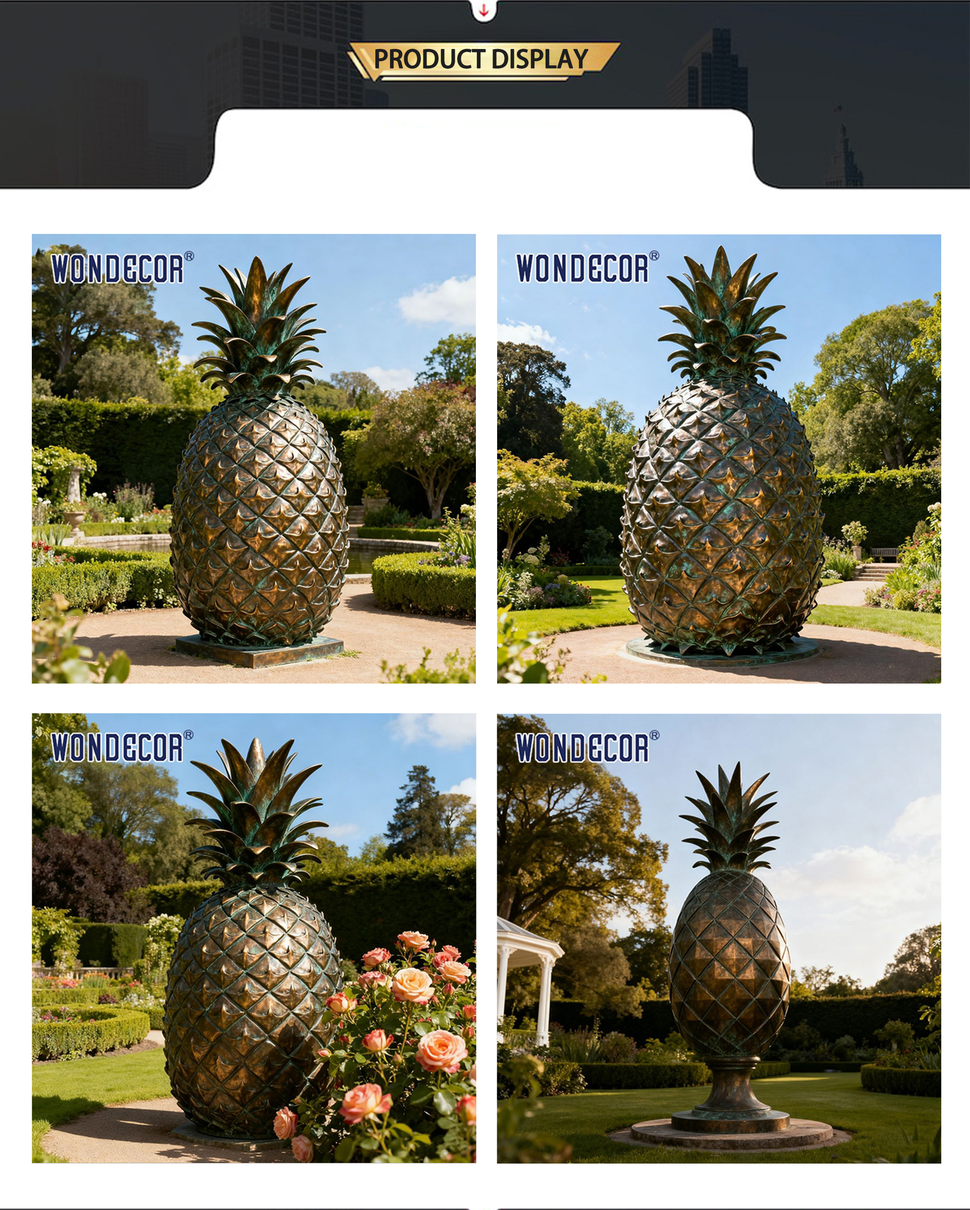 Bronze Pineapple Statue Elegant Home and Garden Decor Perfect for Living Room Patio or Office Accent Piece
