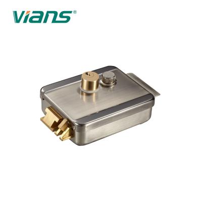 Stainless Steel Electric Rim Lock Double Cylinder Key / Button Open Chrome Plating Finish