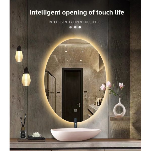 Luxury Smart Bathroom Oval Vanity Mirror, with Smart LED Lights Touch Switch, Wall-Mounted Makeup Mirror