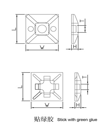 20 X 20 mm Electrical Wiring Accessories Self Adhesive Cable Wire Zip Tie Mounts