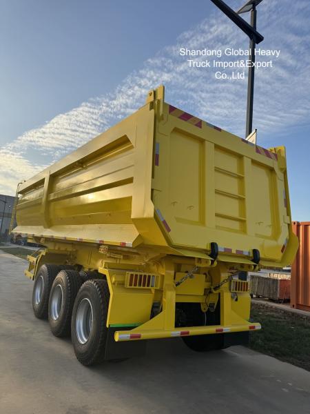 Semi-remorque benne en acier à 3 essieux pour le transport de matériaux lourds