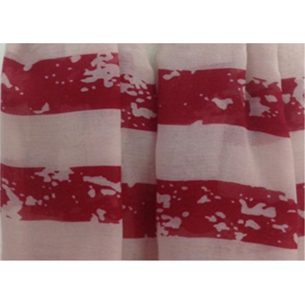 China supplier red stripe print scarf muffler 100*200cm 100% Polyester pashmina keep fashion
