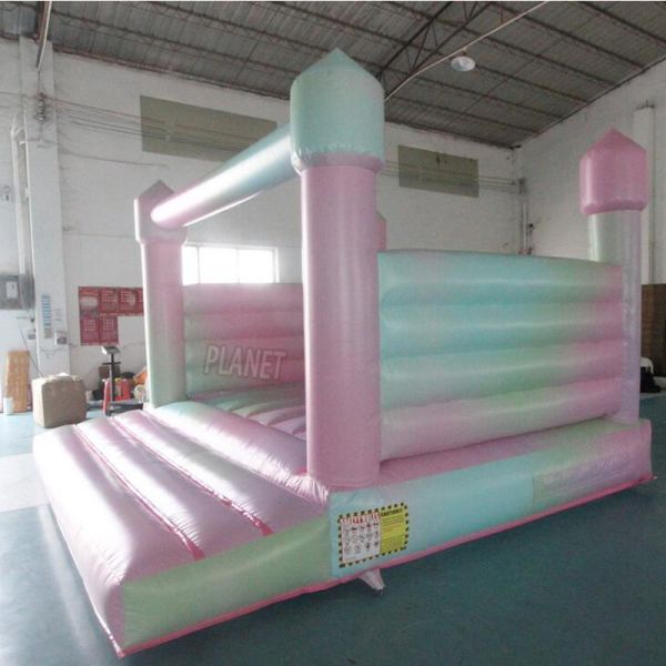 PVC White Bouncing Castle Commercial Pastel Rainbow Gate Inflatable Bounce House Jumping Castle for Kids