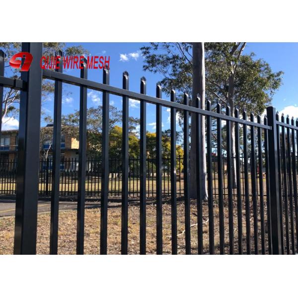 Galvanized Steel Spear Top Security Fencing Heavy Duty 2 Rail Powder Coated