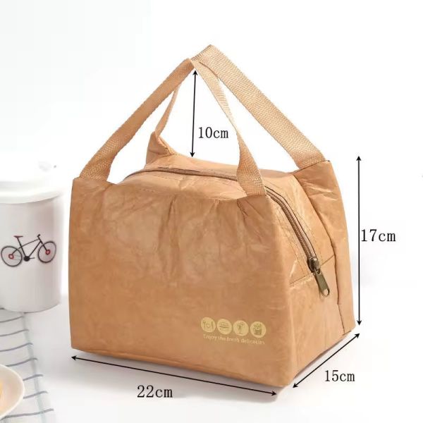 Biodegradable Sustainable Recyclable Custom Tyvek Insulation Tote Lunch Bag 15L Leak-Proof Iced Aluminum Foil Thermal Kraft Paper Washable Outdoor Picnic 20L 30L