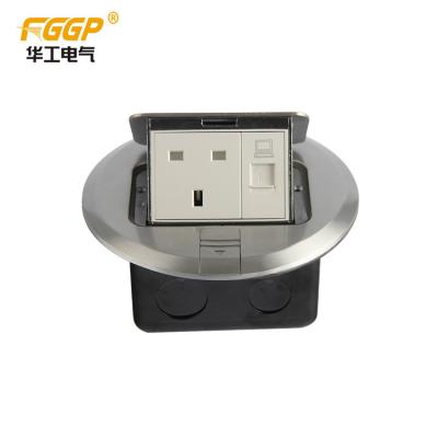 CE British Data Round Floor Socket Box 110V Pop Up With Rj45
