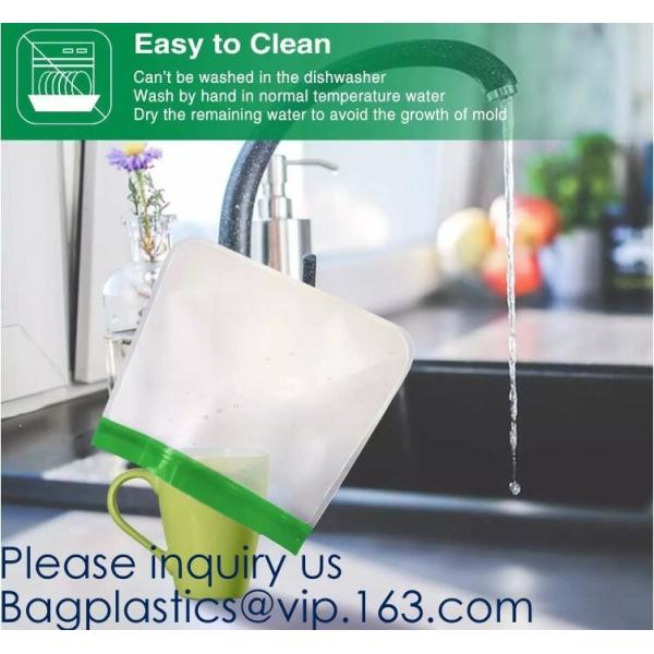 FOOD GRADE SILICONE: Strong, Thick 100% Durable Silicone Food Bags, Non-Toxic, Non-Leaching Hygienic And Reusable Food B