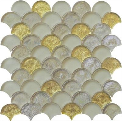 Gold leaf with silver color series water waving glass mosaic