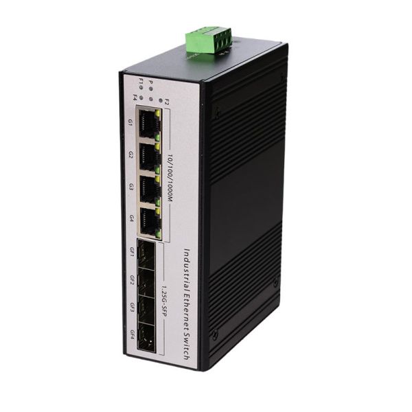 Industrial Gigabit POE Fiber Switch 4 SFP Fiber Ports 4 PoE Ethernet Ports Fiber