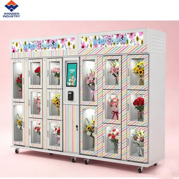 Winnsen 16-door Self Vending Machine Flower Locker Vending Machine Fresh Cooling Commercial Glass Door Freezer