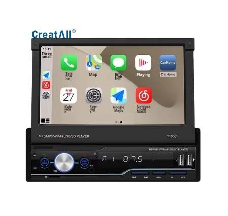 Creatall 7-Inch Telescopic All-in-One CarPlay Radio with MP5 MP4 Card Slots for BT Wireless Hands-Free Player