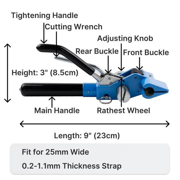 Stainless Steel Strapping Tool Gear Type Belt Tightening Machine Band Tension Tool 304 Steel