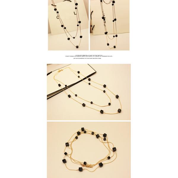 Contracted crystal necklace multilayer handmade beaded long crystal