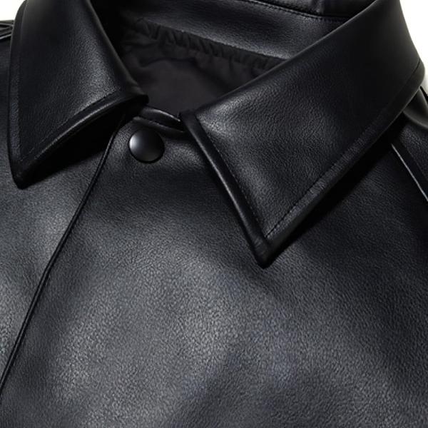 Vêtements de rue en cuir Pu Vêtements de baseball en cuir noir Vêtements de rue de style vintage Eco-friendly