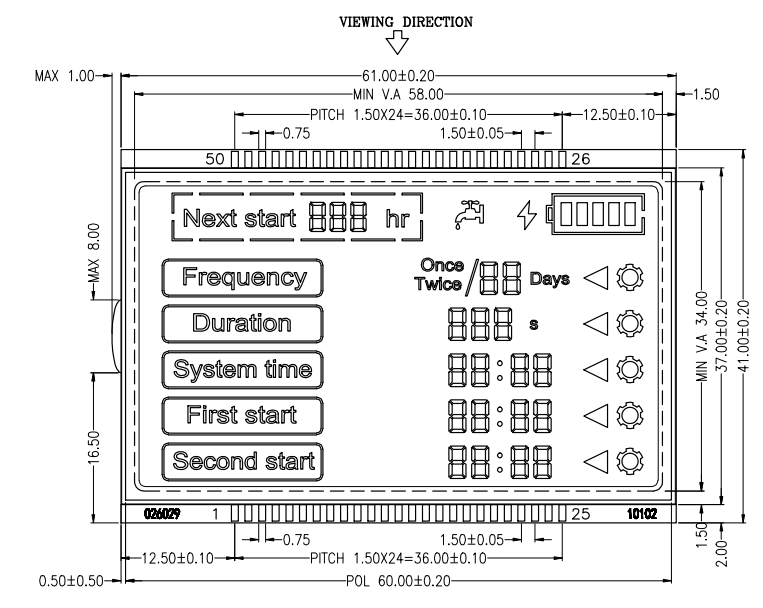Monochrome тип VA LCD изготовителя числа делит на сегменты изготовленный на заказ модуль дисплея LCD