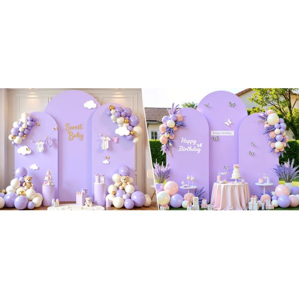 Purple Arch Covers 3 Piece,Spandex Arch Backdrop Cover for Wedding、 Baby Shower 、Birthday Party