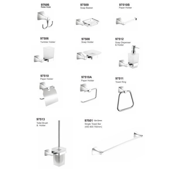 Luxury Washroom Wall Mount Bathroom Accessories Six Piece Set Customized