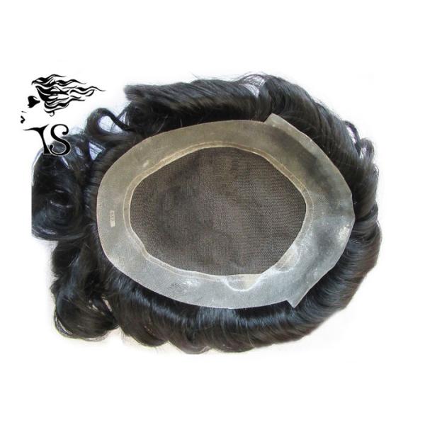 Jet Black Mens Hairpieces For Thinning Hair , Remy Human Real Hair Toupee