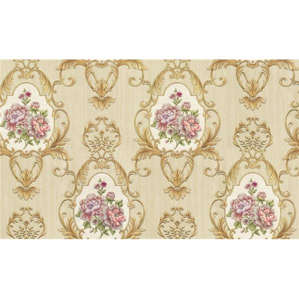 European Style Damask Living Room Decor Wet Embossing For Wall , Eco Friendly