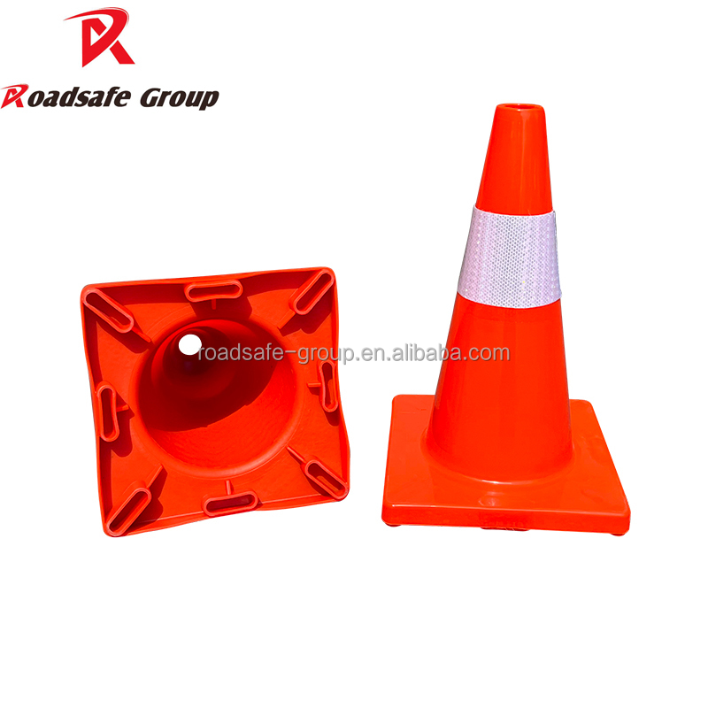 100% 45cm 1.05kgs Virgin PVC Traffic Cone for Traffic Management Flexible Orange Green and High Visibility