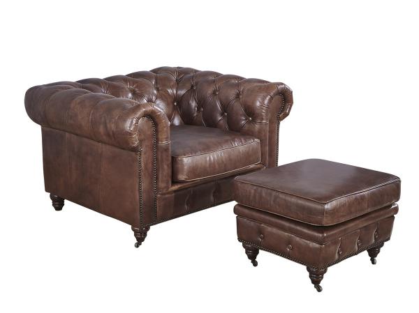 Wheeled Legs Square Leather Ottoman Coffee Table , Brown Leather Ottoman Furniture