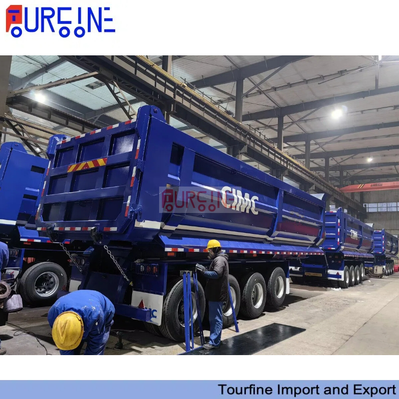 50 Ton 3 Axle Rear Tipper Semi Trailer Heavy Duty For Mining And Construction