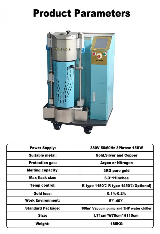 3KG Full-auto Vacuum Pressure Casting Machine with 0.1%-0.2% Gold Loss for Jewelry Production