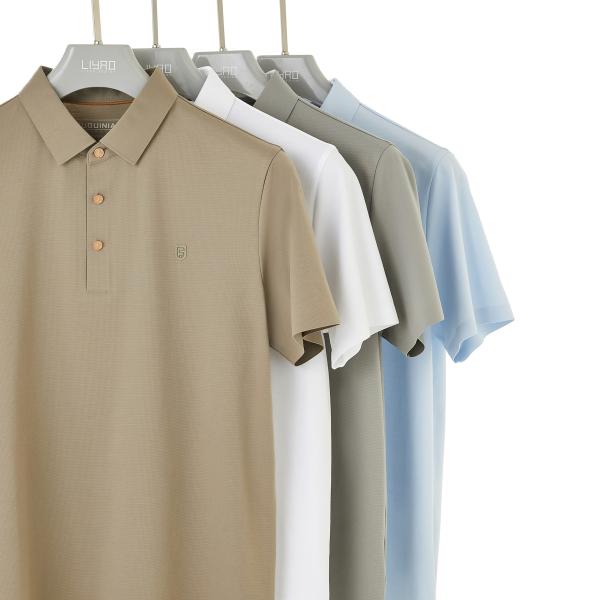 Camisetas de polo masculino de manga longa 100% de algodão simples com logotipo personalizado e fechamento de botão