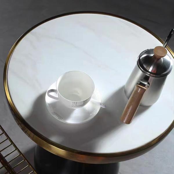 Ethereal Oasis Nordic Side Table , Stainless Steel Marble Ceramic Coffee Table