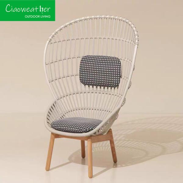 Modern Design Aluminum Frame Water Stain Resistant Comfy Cushioning High Back Rattan Arm Chairs for Outdoor Garden Patio