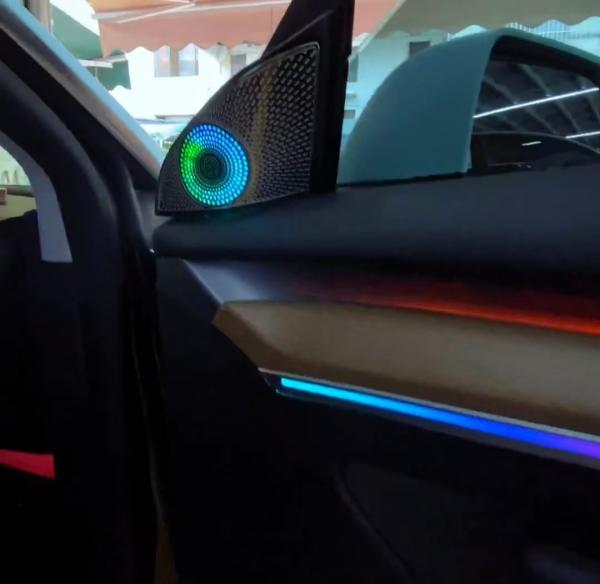 Iluminação ambiental Rainbow symphony dinâmica Radium escultura para Tesla Modelo Y ((2021-2022)