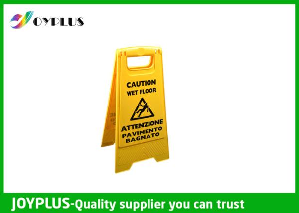Yellow Plastic Caution Sign Board / Portable Sign Stands Eco Friendly 62x30cm