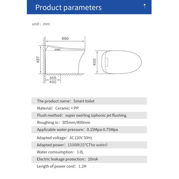 Retrete inteligente electrónico de cerámica de una pieza, retrete eléctrico integrado