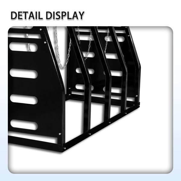 4 Slot Vertical Bar Rack High Carbon Steel Anti-Rust Adjustable Chain Lock Side Board Stepped-Wedge Anti-Tip Design