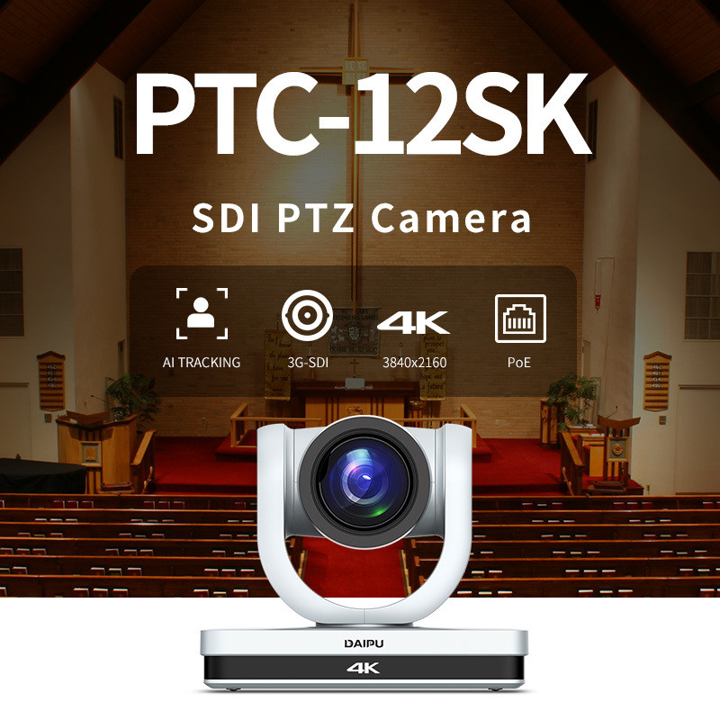 Professional Broadcasting System PTC-12SK PoE HD-MI 3G-SDI USB 4K30 UHD IP PTZ Camera