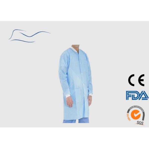 Hospital Use Disposable Visitor Coats Safety Protection Light Blue Color