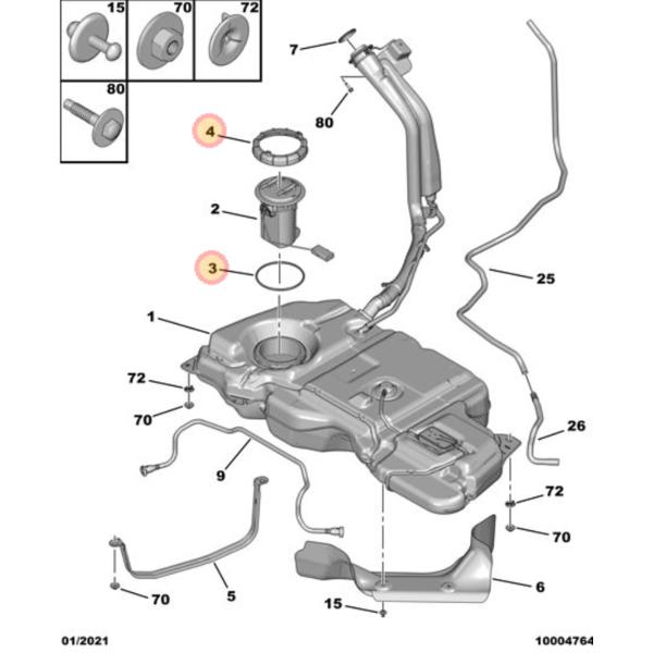 Rings de couverture et d'étanchéité de la pompe à essence pour PEUGEOT 2008 206 207 3008 301 307 308 CITROEN C2 C3XR C5 OE 153130 153141 9819555880