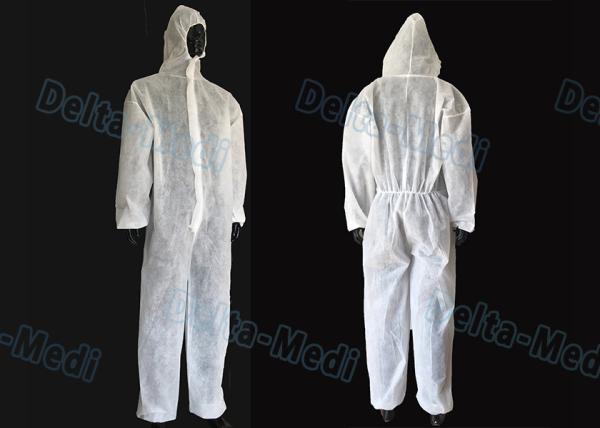 Liquid Proof Disposable Protective Coveralls 100% Non Woven For Food Industry / Lab