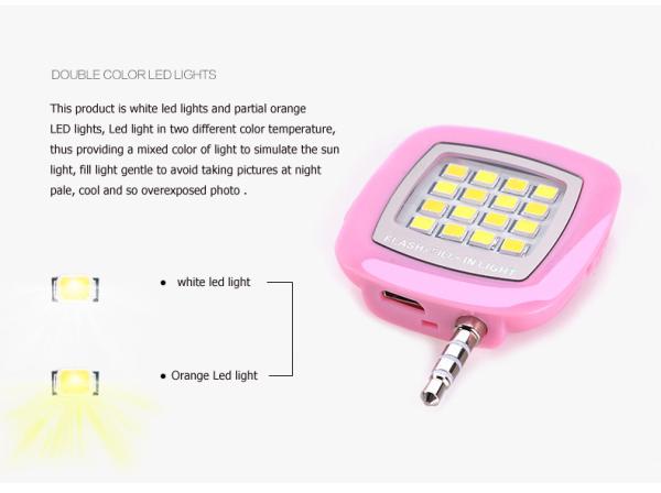 LED FLASH light for Camera Mini Selfie Sync for IOS Android with USB Cable GK-FL01