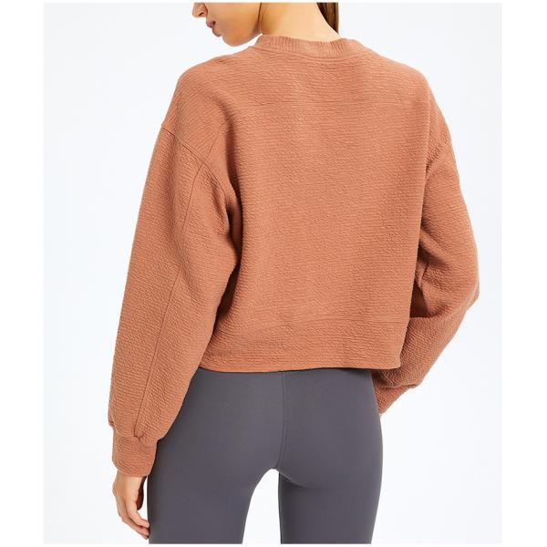 Свободная йога дам покрывает случайный свитер пуловера краткости хлопка хода фитнеса