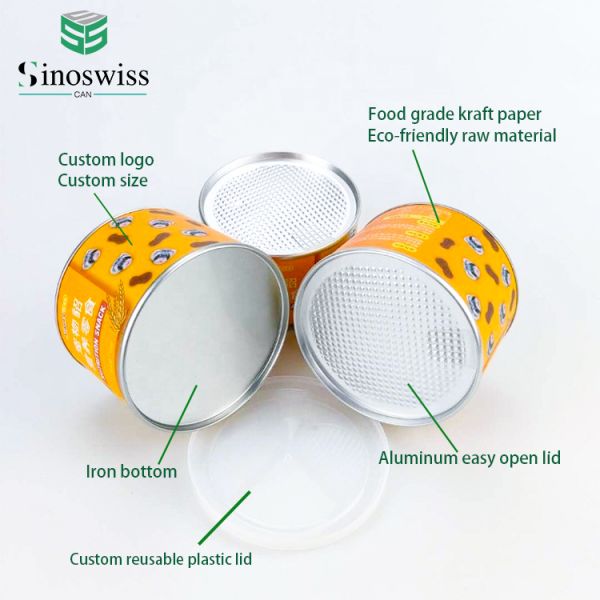 OEM Printing Aluminum Foil Composite Cans Cylinder Kraft Tube Packaging For Pet Food