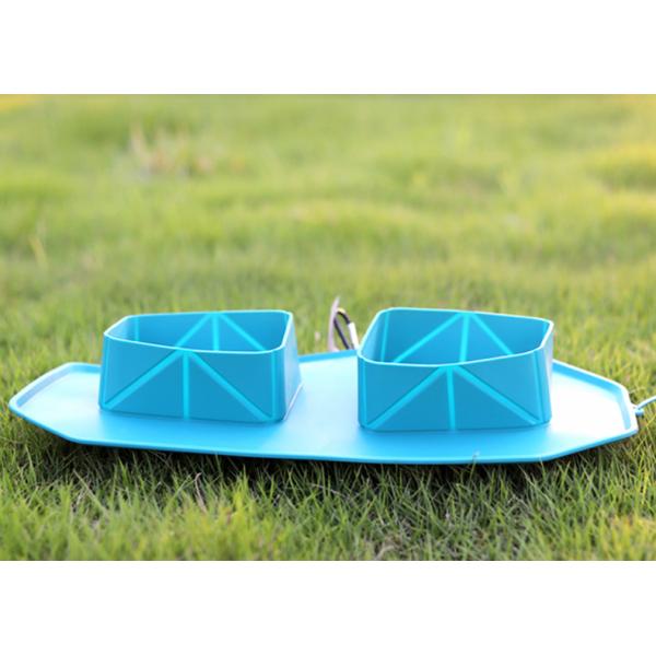 Outdoor Folding Double Bowl Pet Travel Silicone Dog Bowl with Anti-slip Silicone Mat