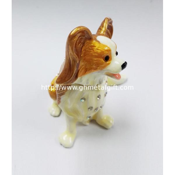 New product animal dog Metal Rhinestone Jewelry Box cheap trinket box